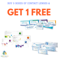 Order 3 boxes of contact lenses and get one FREE